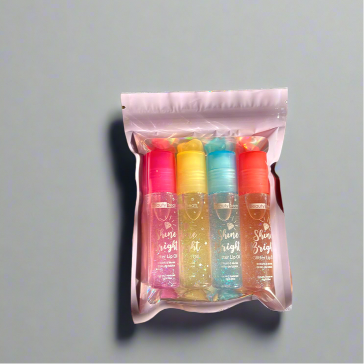 Kawaii glitter lipgloss bundle with sparkly tubes and cute packaging – perfect gift for teens and lip gloss lovers