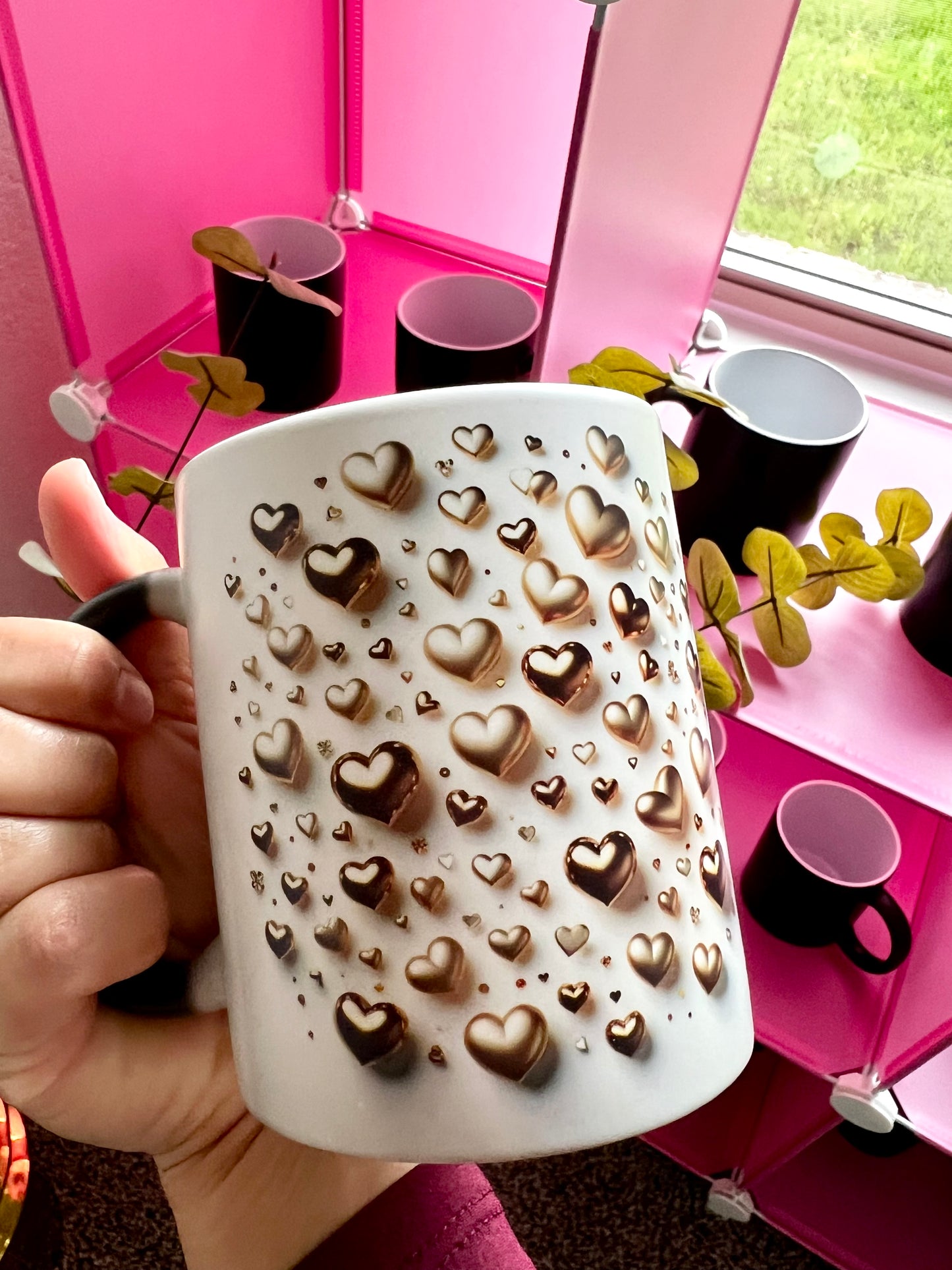 3D Hearts Magic Mug