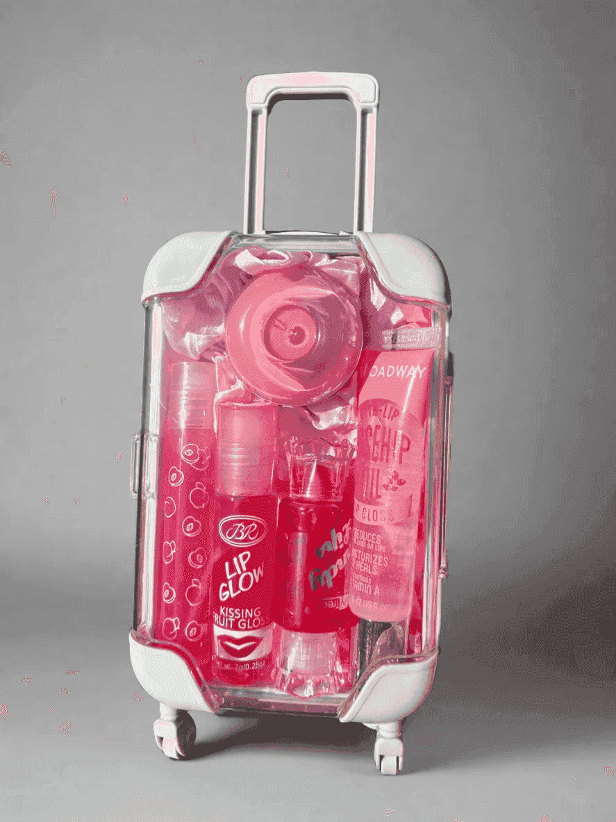 Mini Suitcase Lipgloss Bundle Dark pink