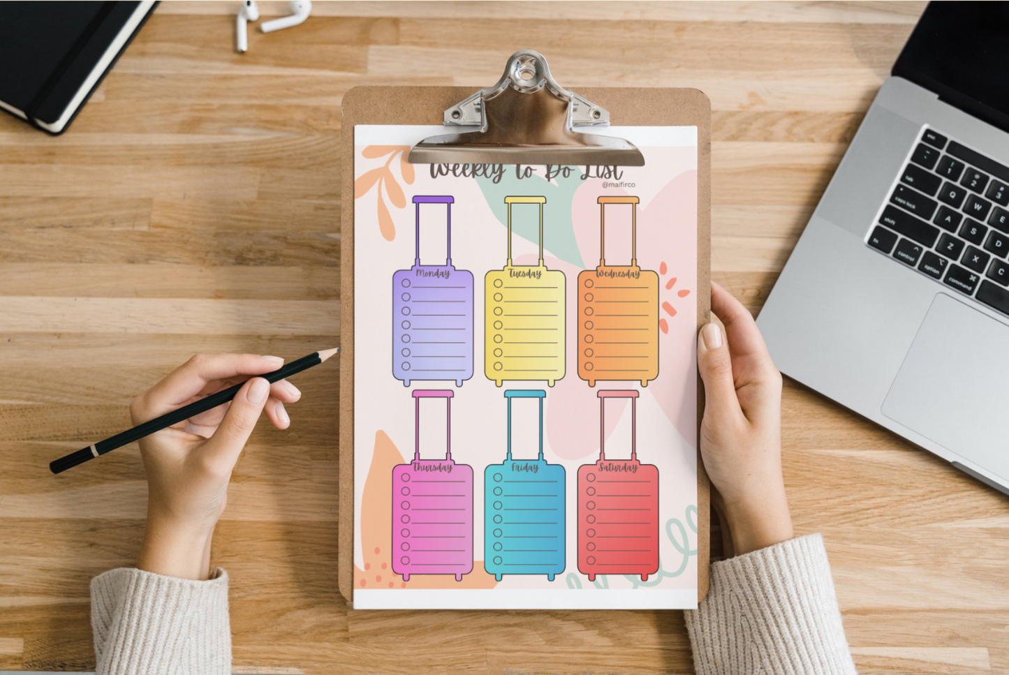 Mini Suitcase-Themed Weekly To-Do List for iPad – Digital Planner Download