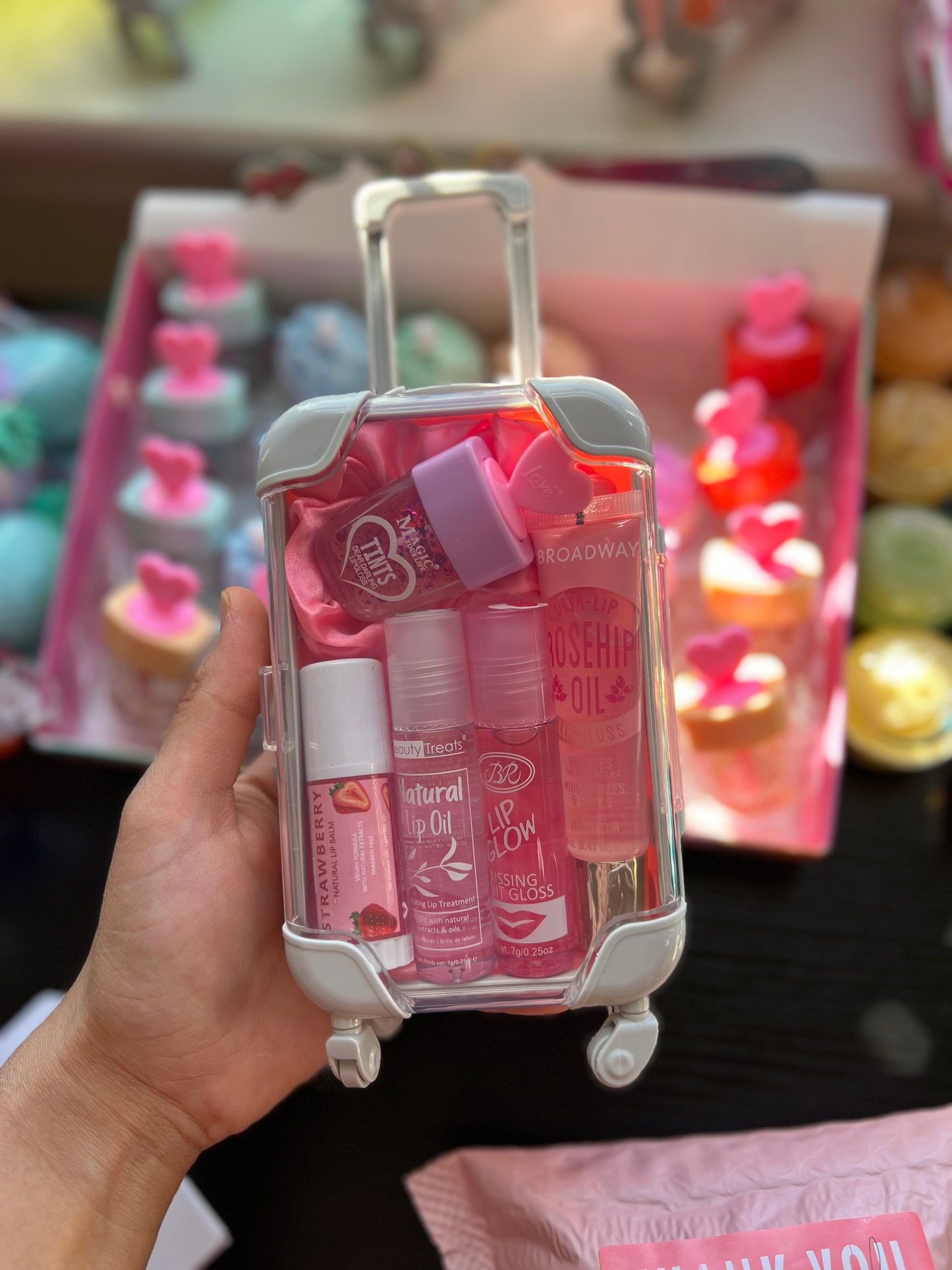 Pink Mini Suitcase Lipgloss Bundle